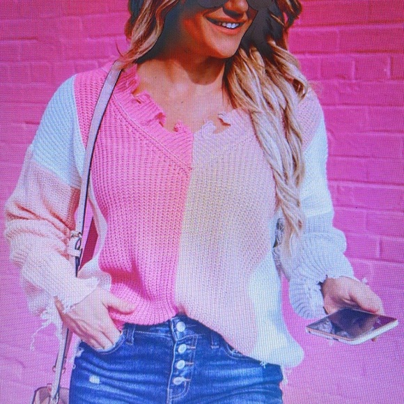 Sweetness Color Block Sweater - Fuchsia - Picture 5 of 5